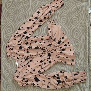 Long Sleeve Blouse XS Black and Pink